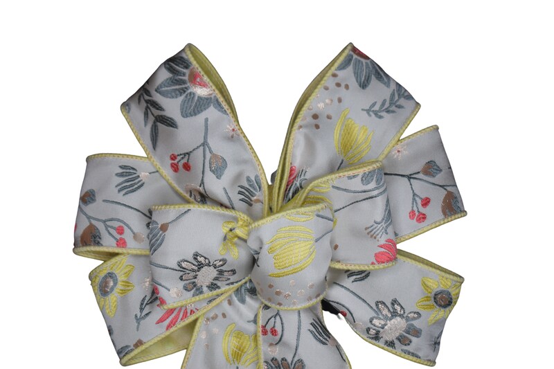 Summer Wired Wreath Bow - Stazzo - Summer Flowers - Yellow Edge